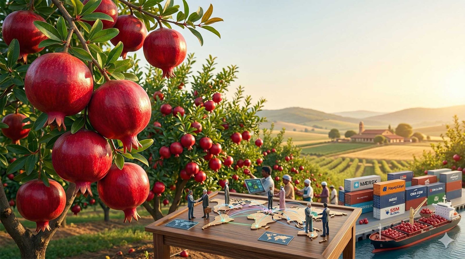 Fresh harvest ready for pomegranate export from India